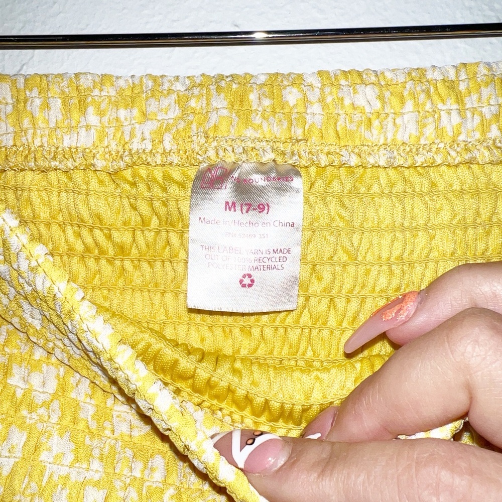 No boundries yellow floral smocked juniors ruffle hem pull on mini skirt - Picture 4 of 6